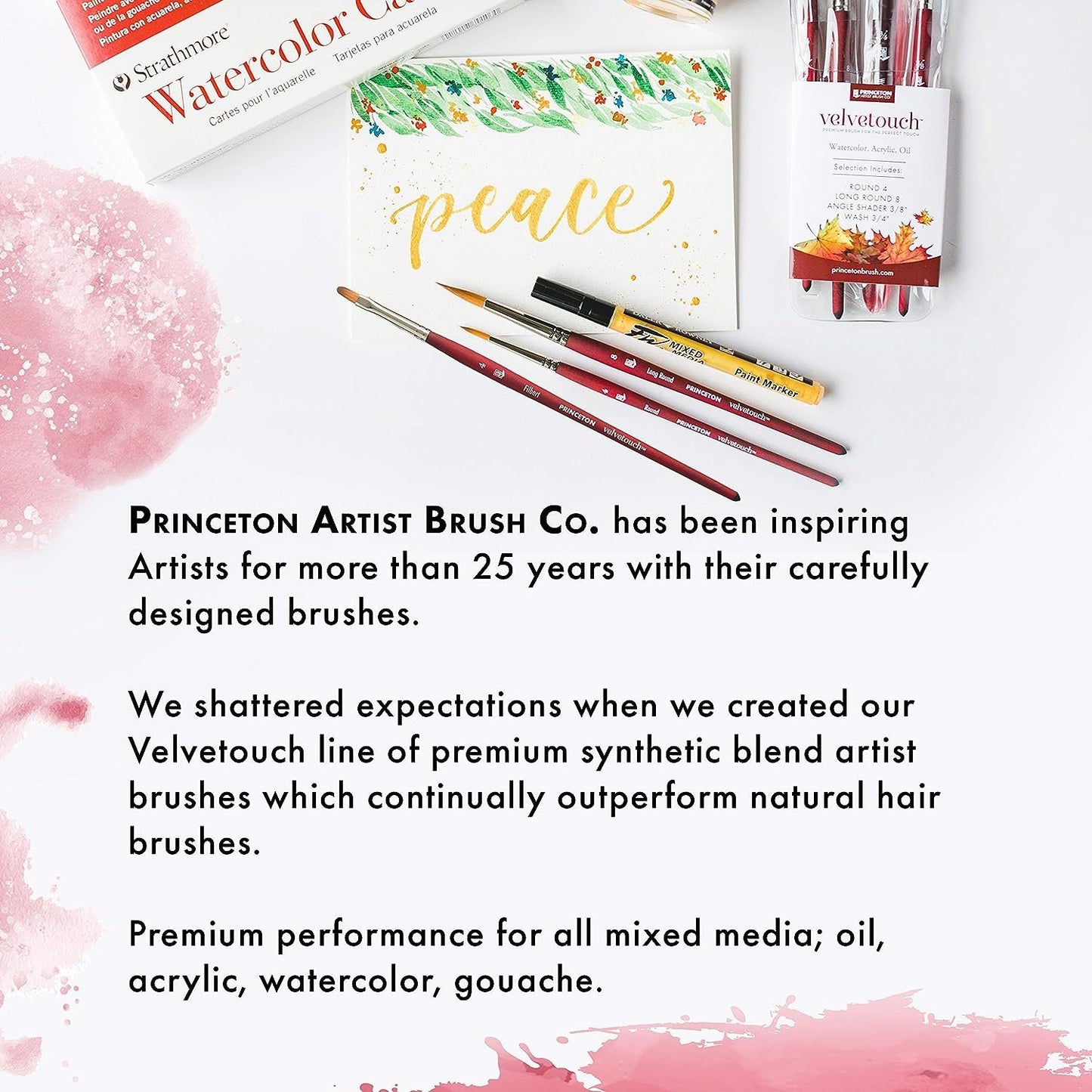 Princeton Velvetouch, Series 3950, Paint Brush for Acrylic, Oil and Watercolor, Script Liner, 2/0