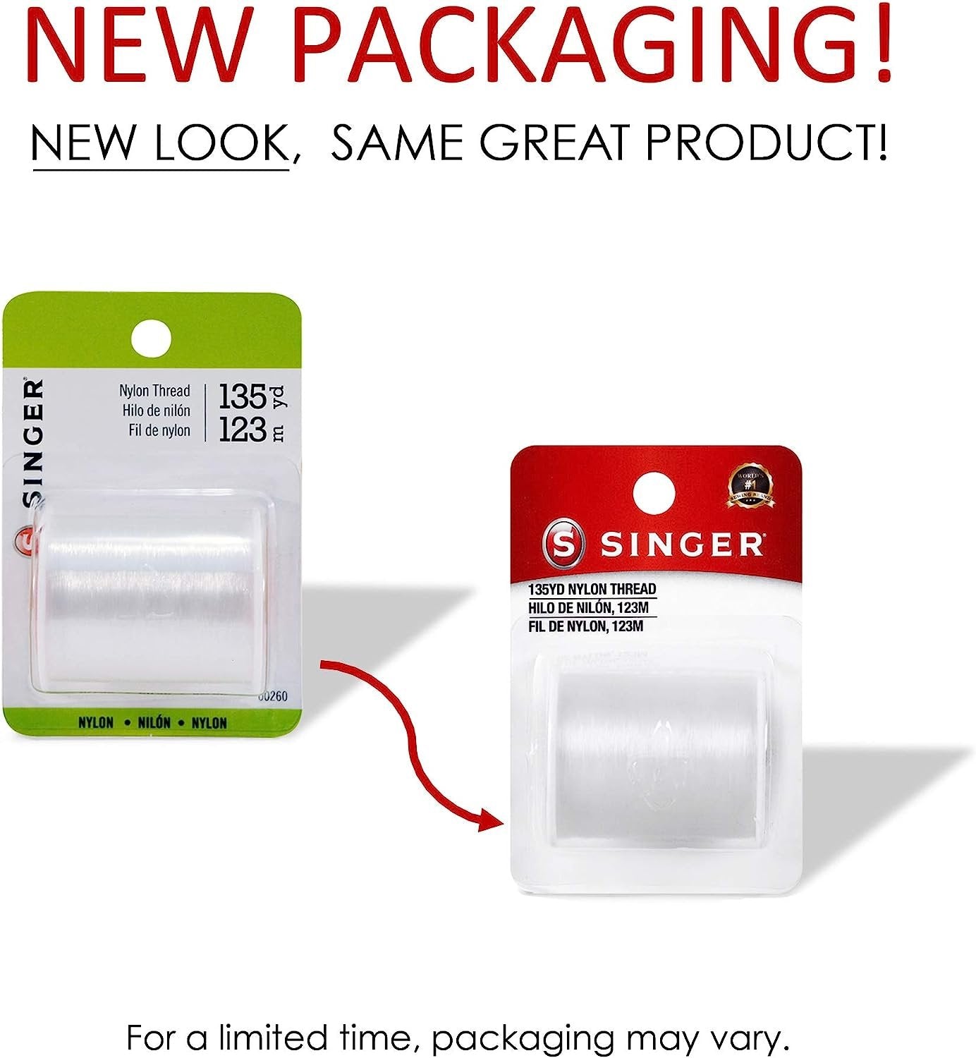 SINGER 00260 Clear Invisible Nylon Thread, 135-Yard