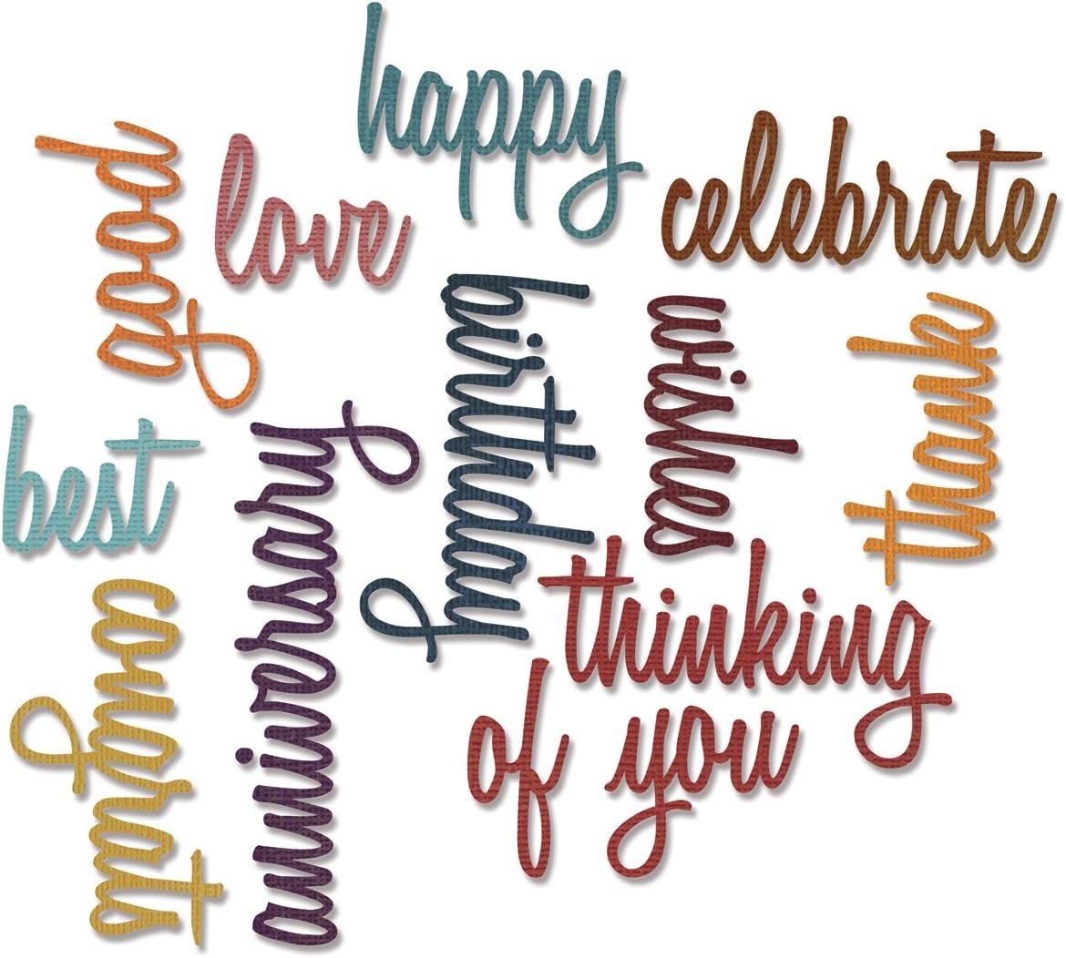 Sizzix SIZ660223 Tholtz Thinlits Die Celebration Words Scrpt Tholtz Thinlits Die , White