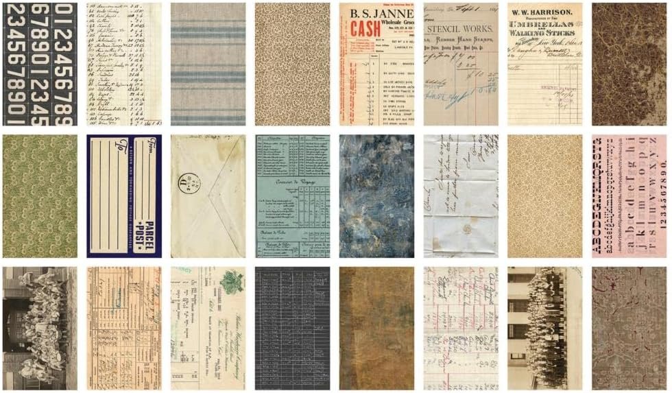 Tim Holtz Idea-Ology 2022 Backdrops Volume #3, Transparent Things, Eccentric Remnant Rubs and Snapshots - 4 Item Bundle, Ivory