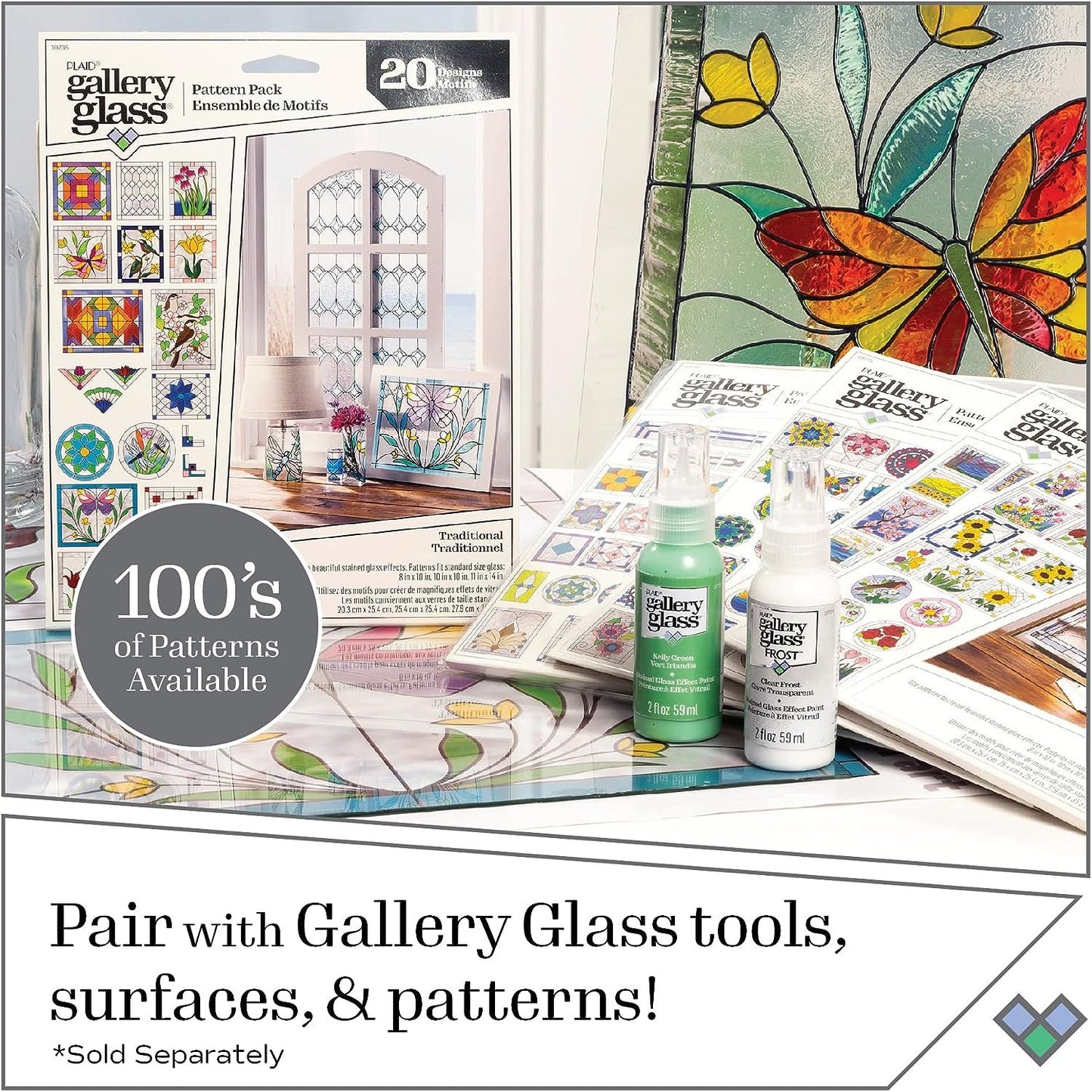 Gallery Glass Pastels PROMOGGPLL22 Stained Kit, 8 Piece Glass Paint Set for DIY Arts and Crafts, Perfect for Beginners and Artists