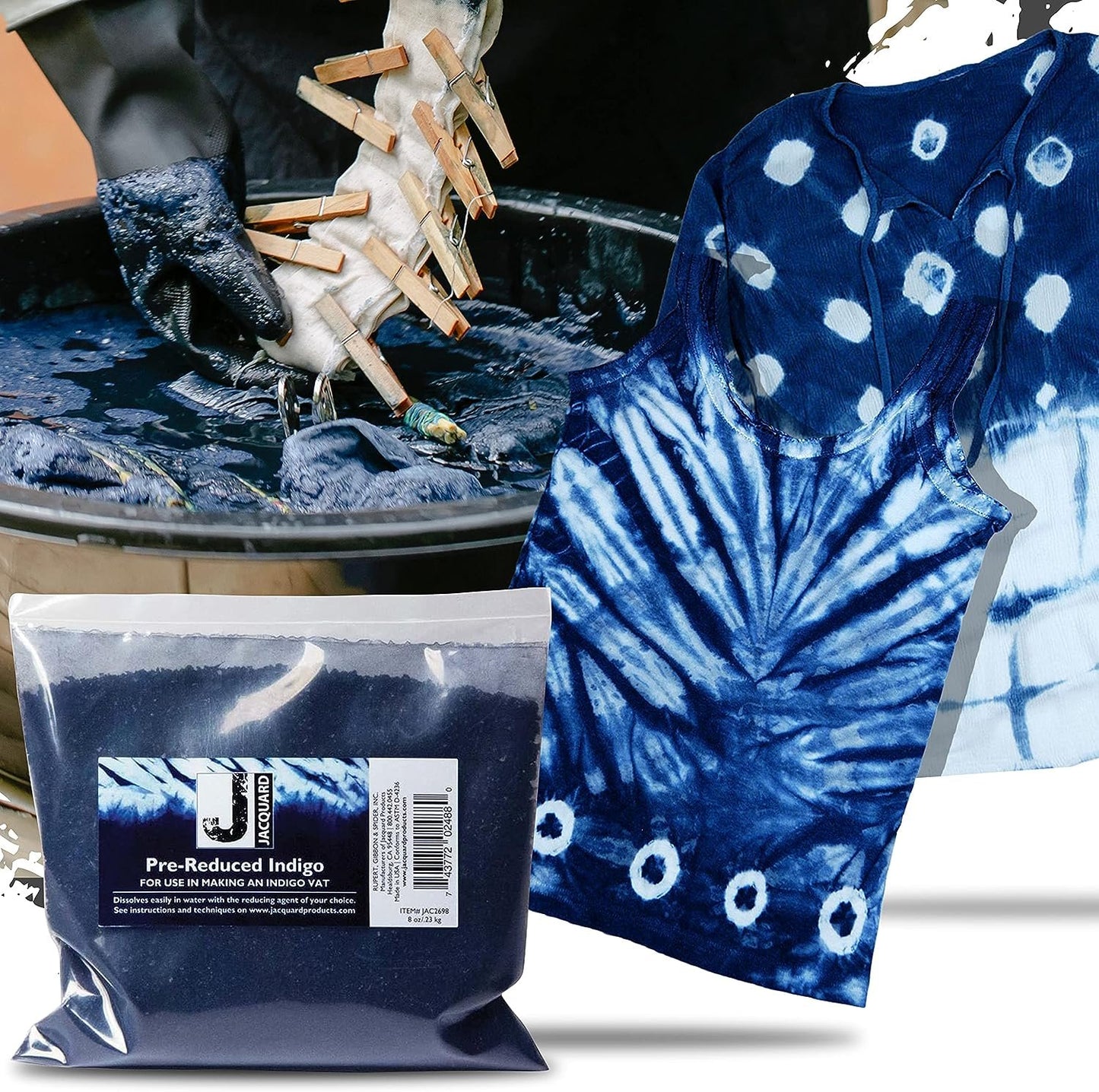 Jacquard Indigo Dye - 8 Oz Pre Reduced Indigo - Create Your Own Shibori Bag, Indigo Macrame, Indigo Dye Pillow, and More - Blue Dye Fabric