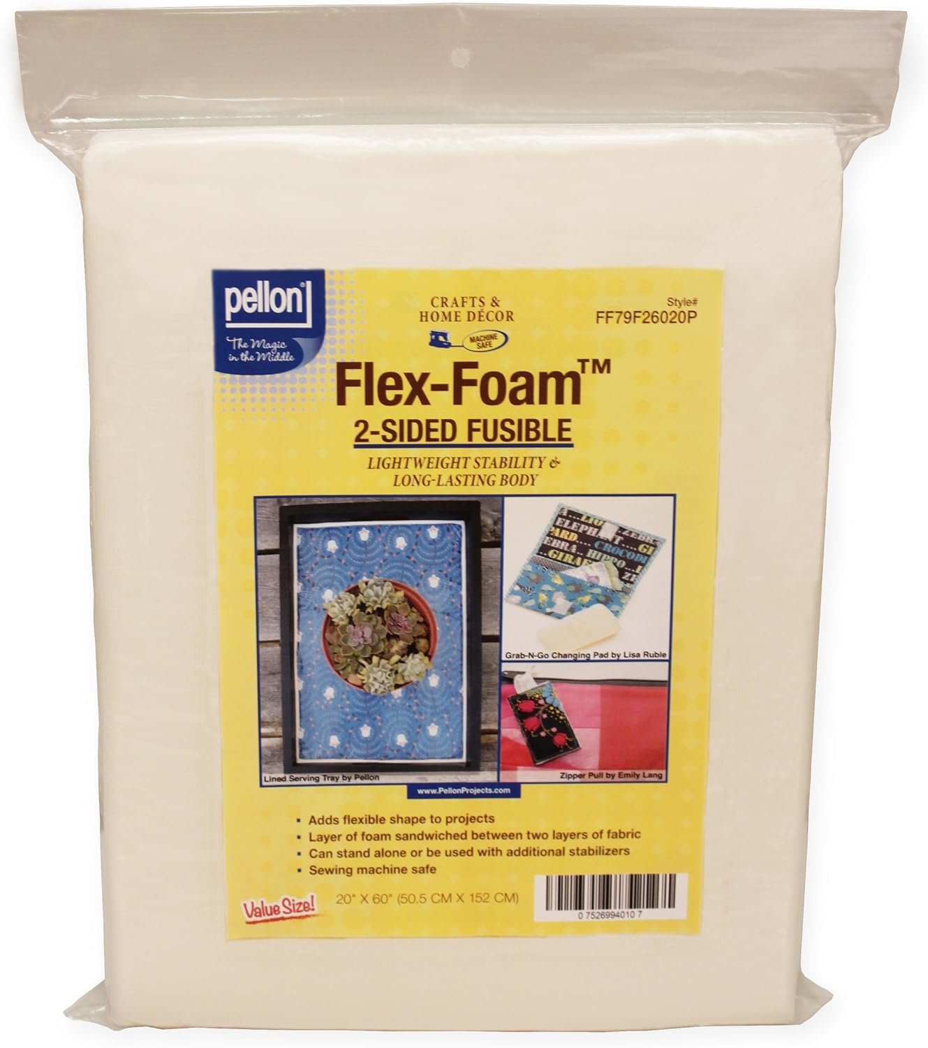 Pellon Flex-Foam stabilizer, 20" x 60", White