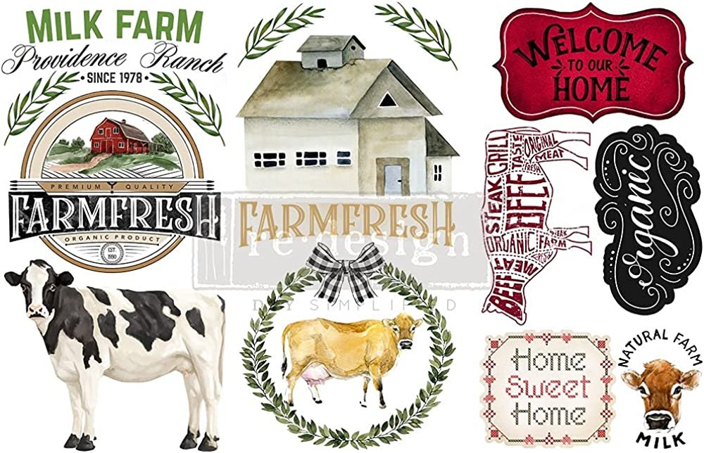 Home & Farm Rub on Transfer 3 Sheets 6" x 12"