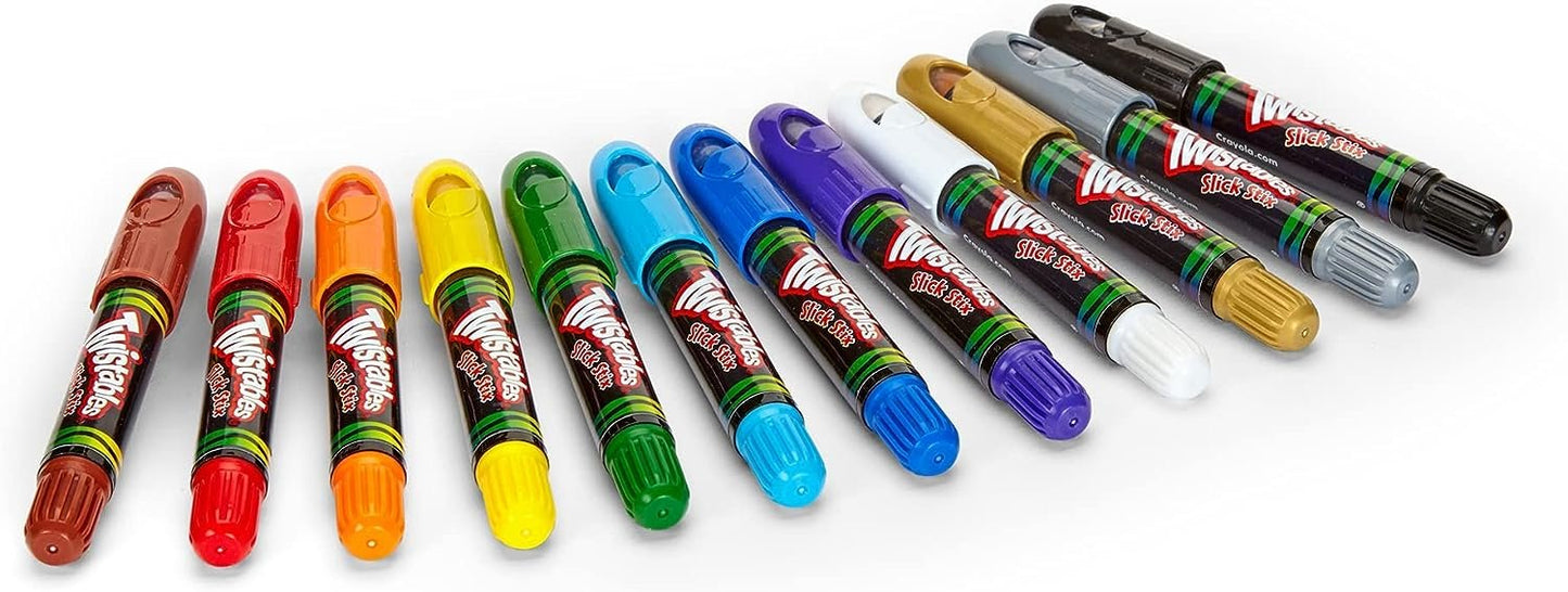 Crayola Twistables Slick Stix Crayons, 12 Count, Oil Pastel Alternative, Ages 3 & Up, Assorted