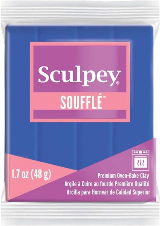 Sculpey Soufflé™ Polymer Oven-Bake Clay, Cornflower Blue, Non Toxic, 1.7 oz. bar, Great for jewelry making, holiday, DIY, mixed media and more! Premium light-weight oven bake clay.