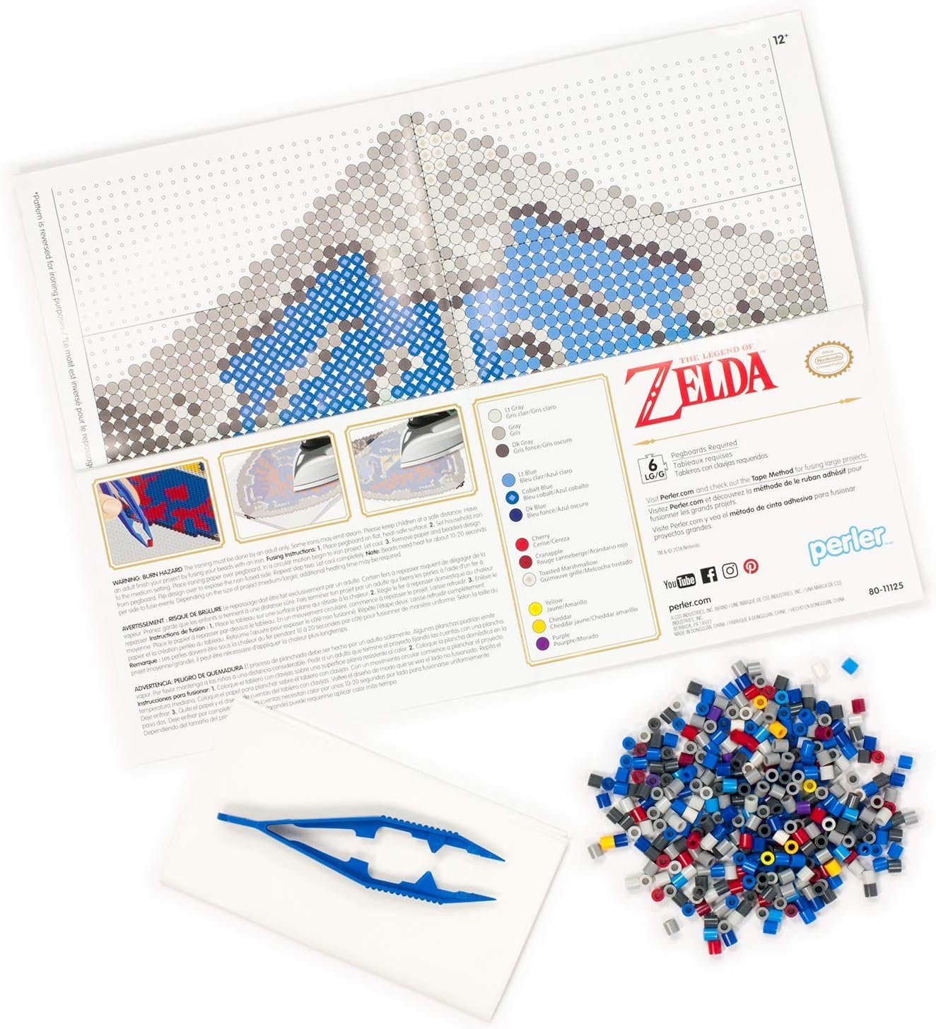 Perler Nintendo's The Legend of Zelda Hylian Shield Pattern and Fuse Bead Kit, 10.75'' x 13'', 3503pc
