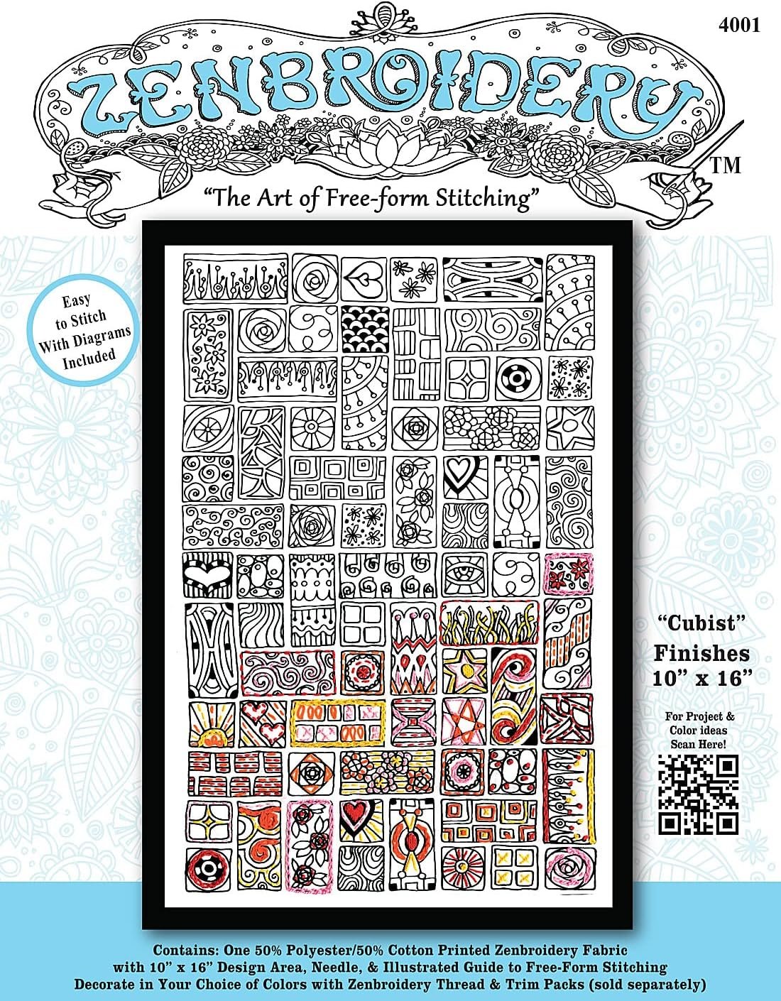 Tobin Cubist Zenbroidery Kit, White