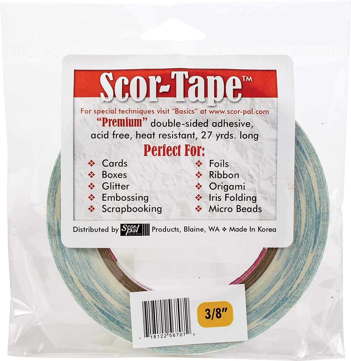 Scor-Pal Products Scor-Tape .375"X27Yd 15Pkg, 27yds 15 Pack