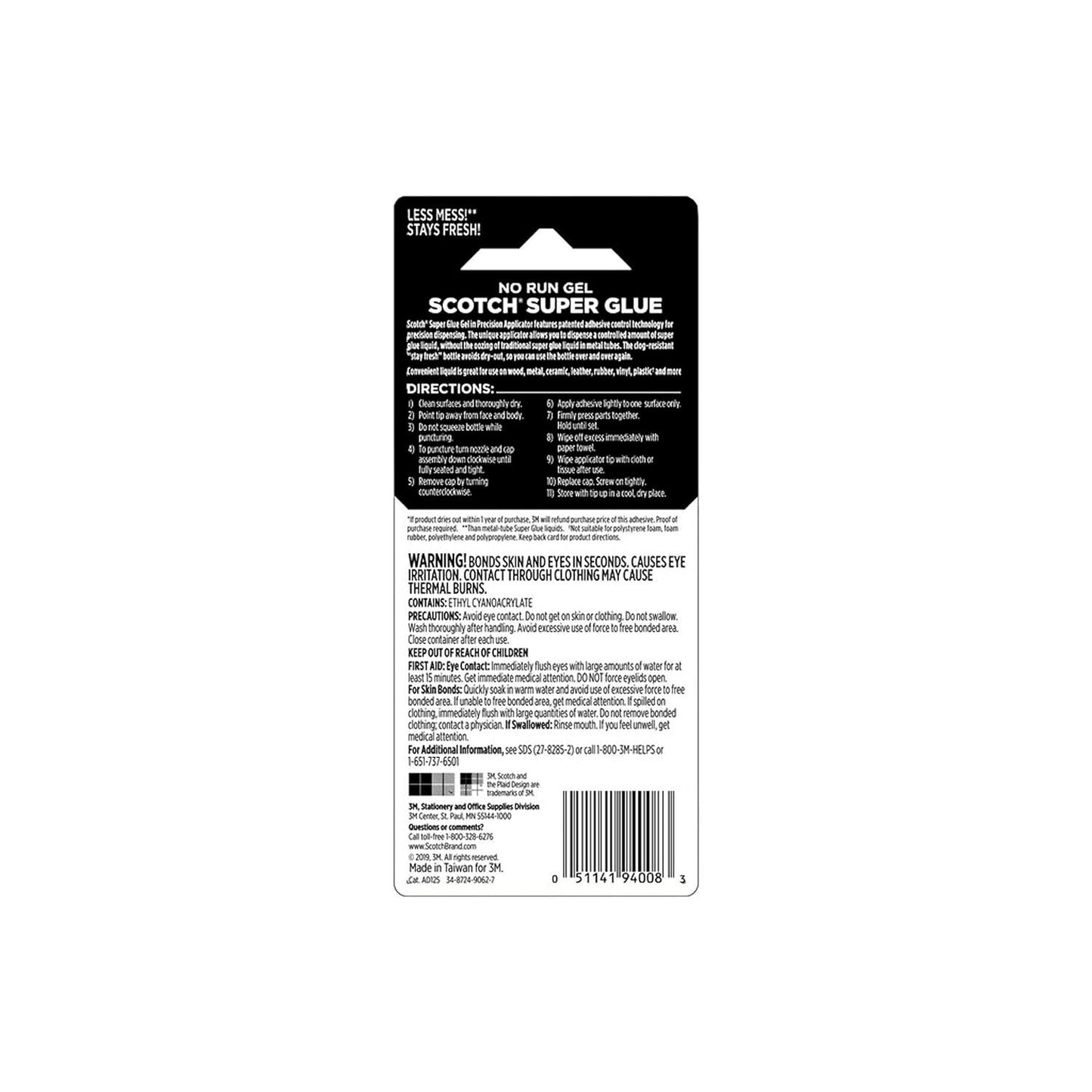 Scotch Super Glue Gel in Precision Applicator, 14 Ounces (AD125)