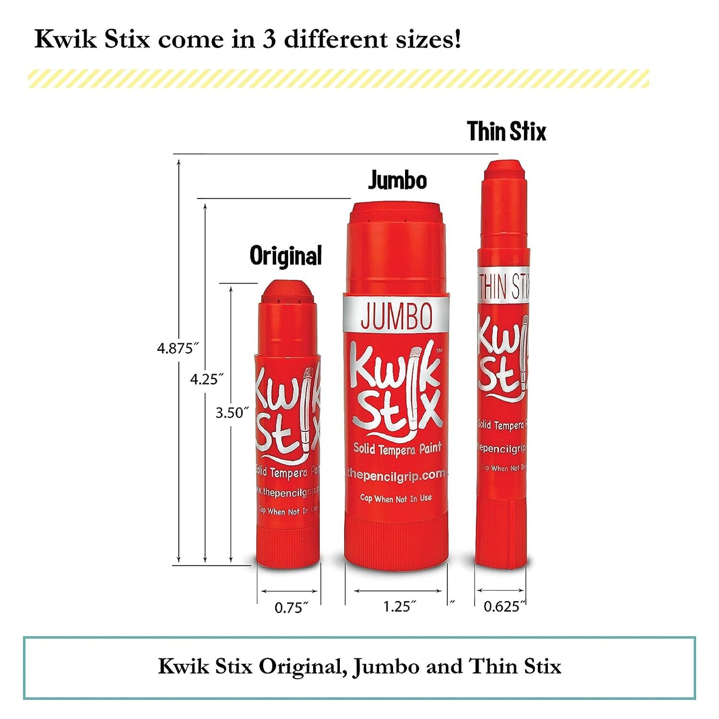 The Pencil Grip Kwik Stix Solid Tempera Paints, Thin Stix Paint Pens, Super Quick Drying, 6 Neon, 6 Metalix & 12 Classic Vibrant Colors - 24 Pack - TPG-620