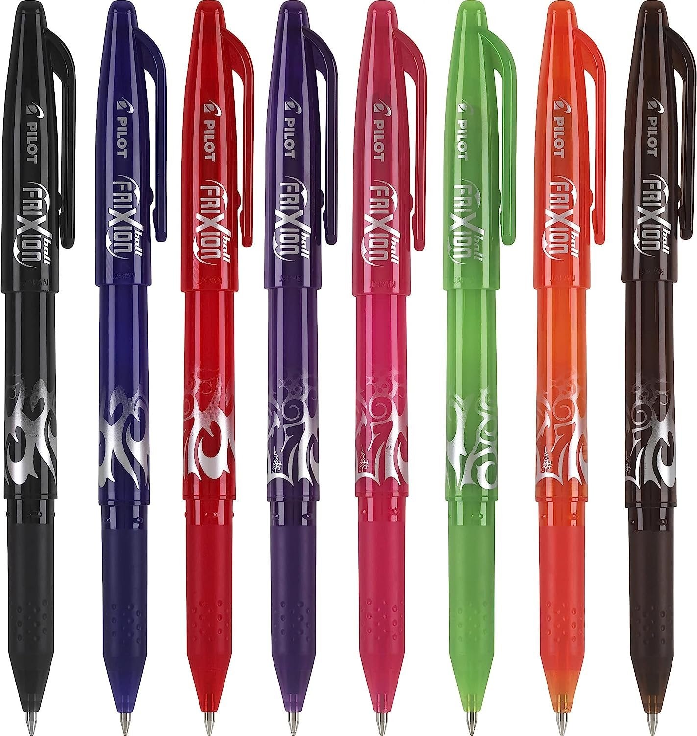 Pilot, FriXion Ball Erasable & Refillable Gel Ink Pens, Fine Point 0.7 mm, Pack of 8, Assorted Colors