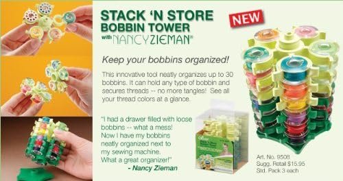 CLOVER Stack 'n Store Bobbin Tower with Nancy Zieman-3-1/2 X3-3/4