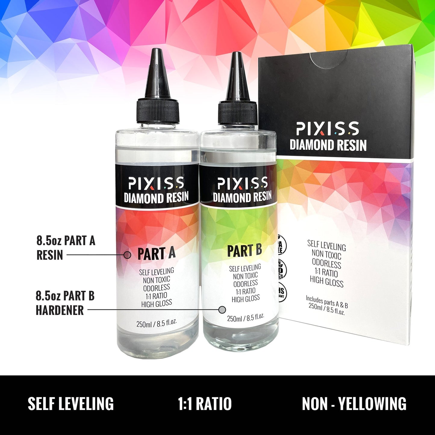 PIXISS Diamond Resin; 17oz. with 15 Mica Powders