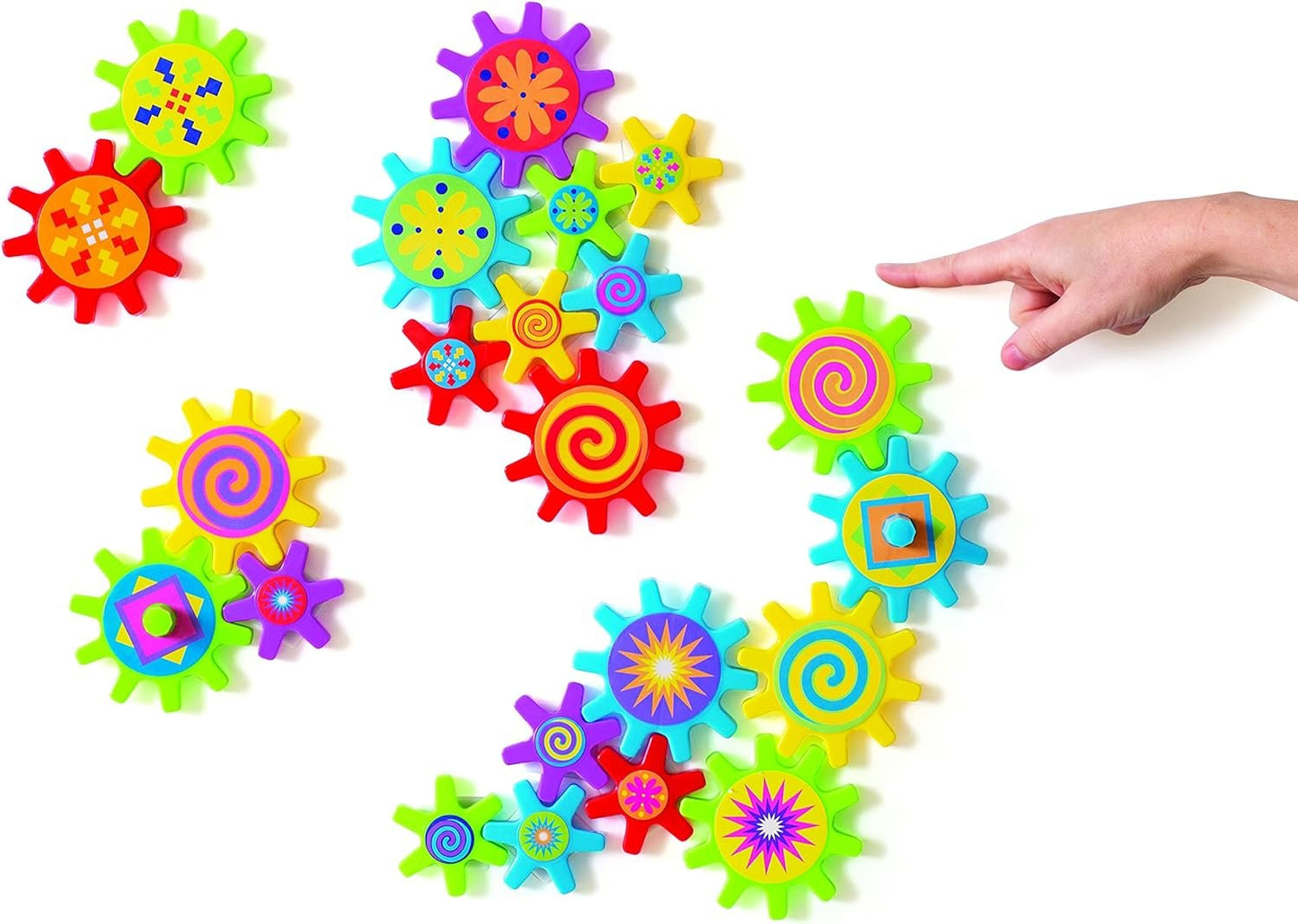 Fun Express 22 Pieces 4 Inch Spinning Gear Magnets, Fridge or Whiteboard Toys, Exploration and Educational Toys, Multicolor