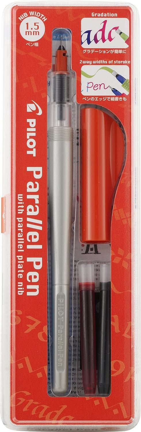 PILOT Parallel Calligraphy Pen Set, 1.5mm Nib with Black and Red Ink Cartridges (90050)