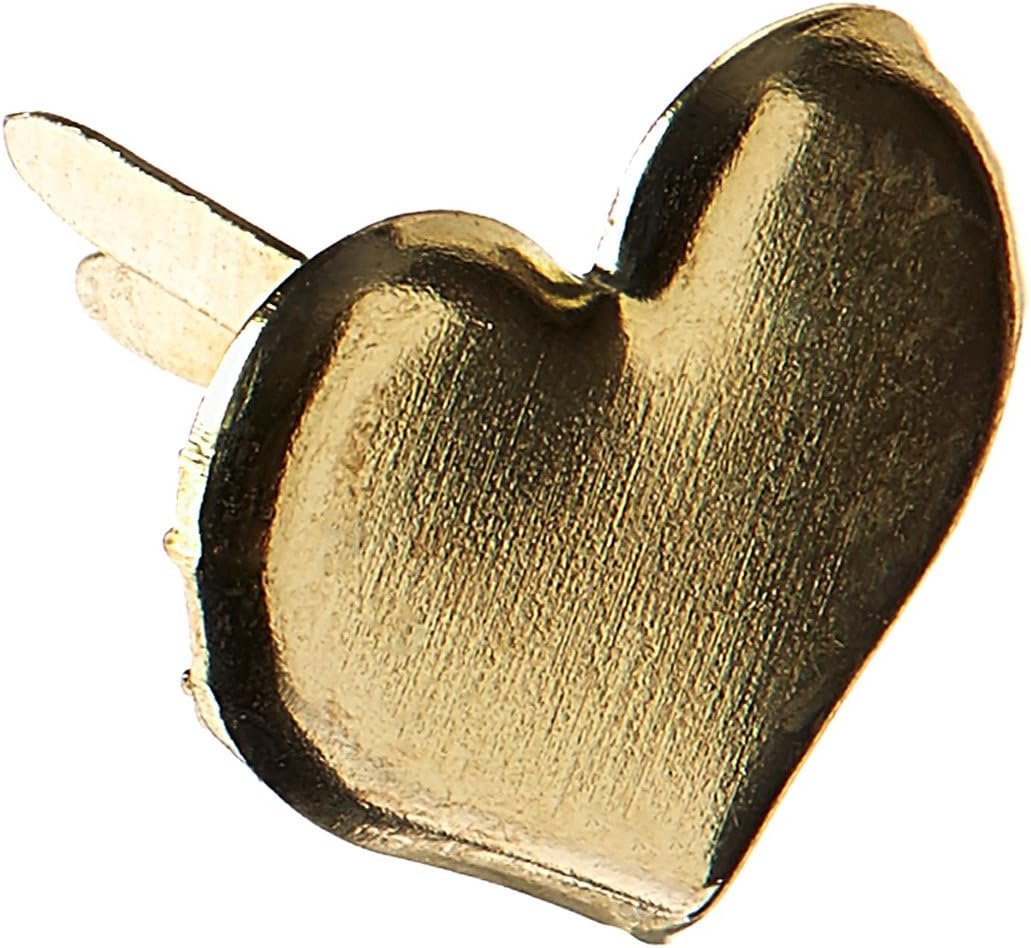 Creative Impressions Metal Paper Fasteners 50/Package, Gold Hearts