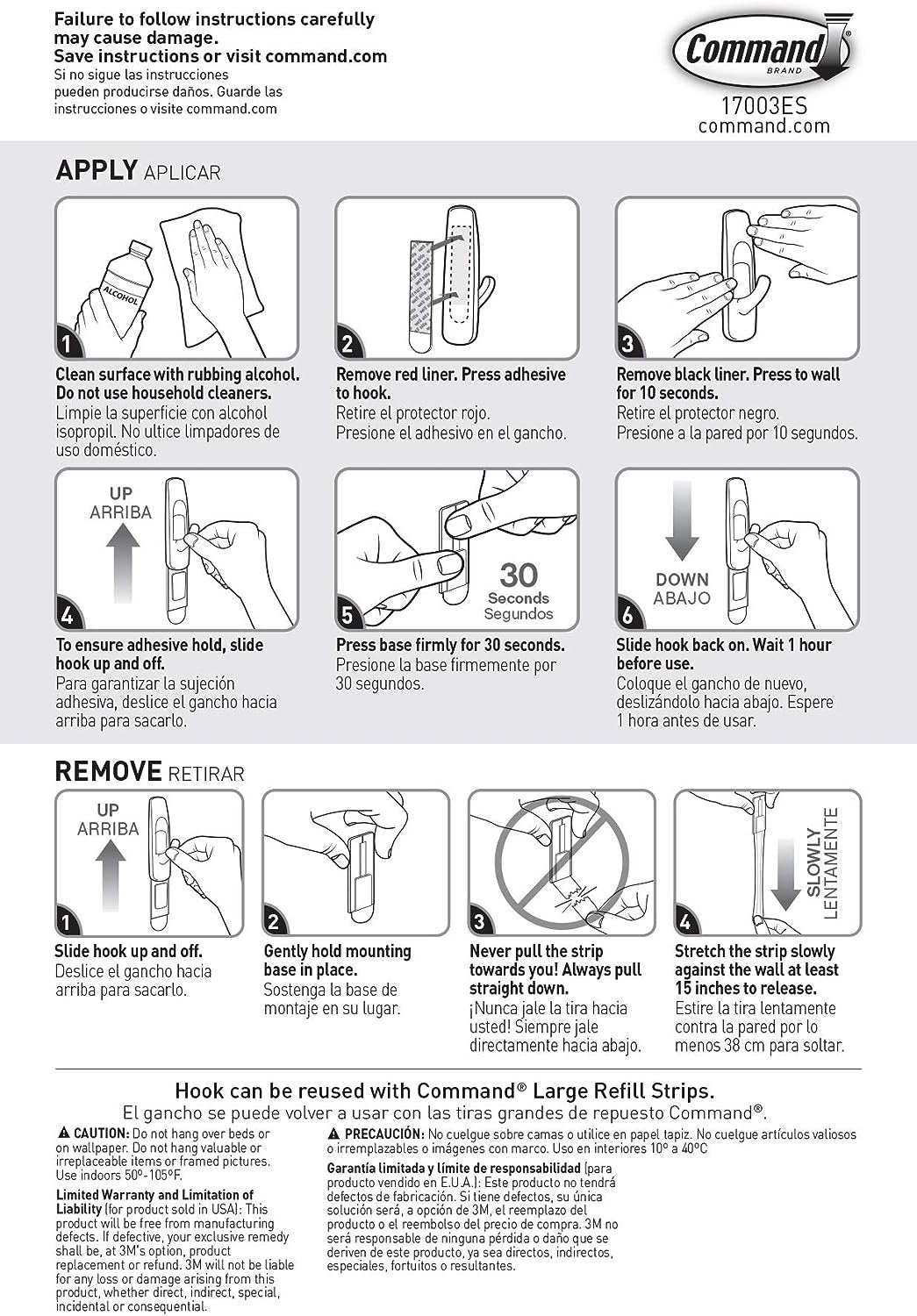 Command Large Utility Hook, White, 1-Hook, 2-Strips (17003ES)