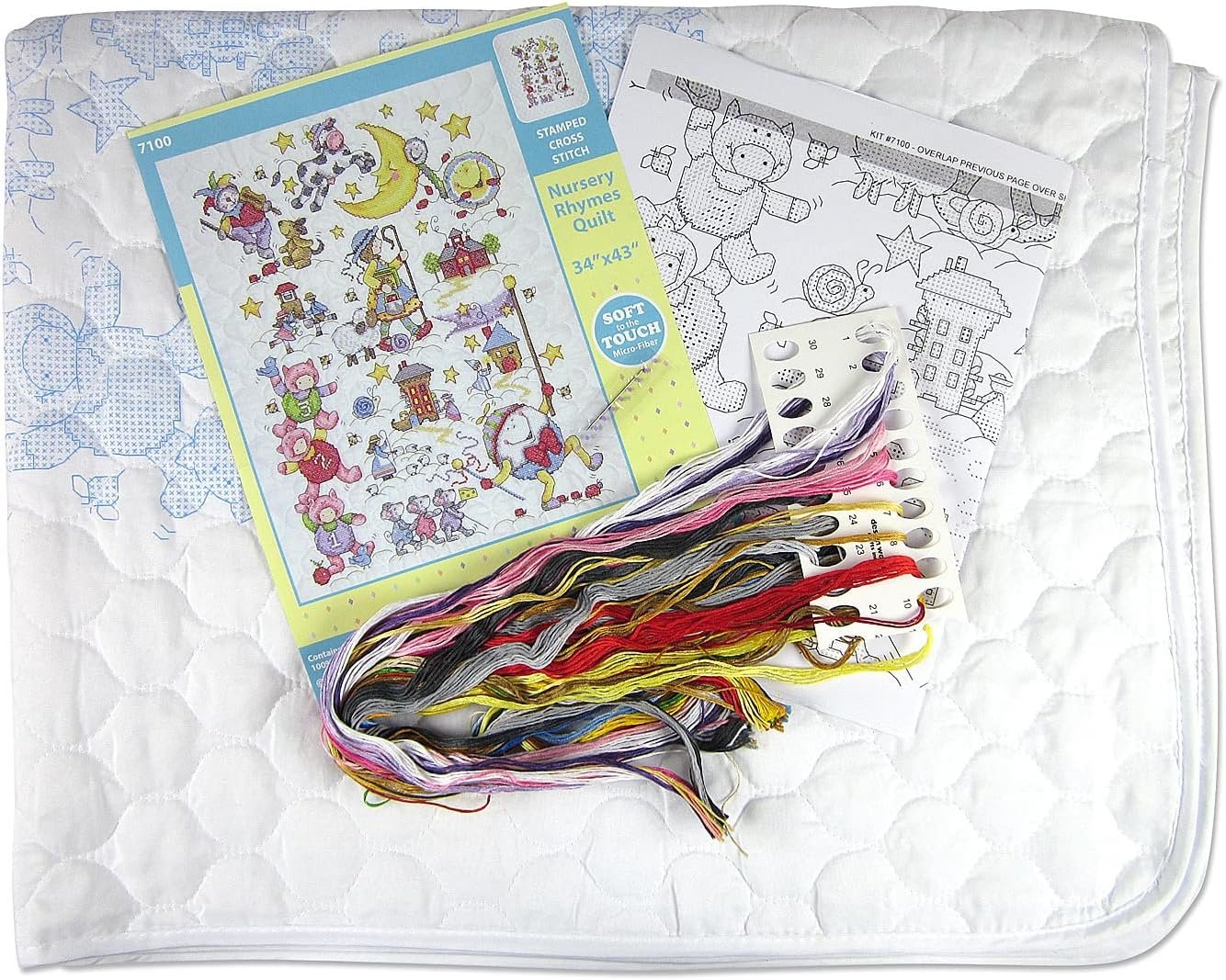 Design Works Crafts Janlynn Stamped for Cross Stitch Baby Quilt Kit, Nursery Rhymes