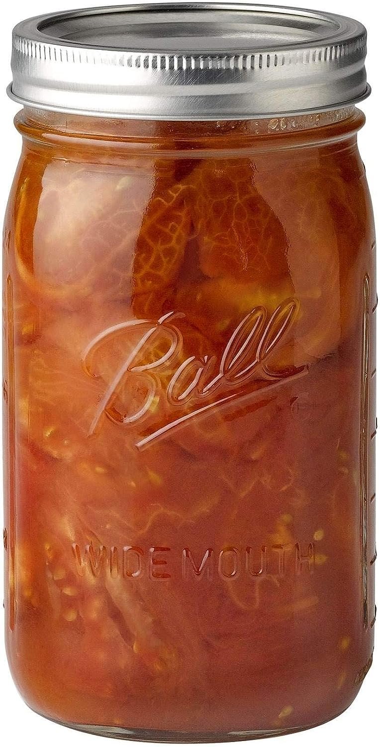 Ball Wide Mouth Clear Glass Canning Quart 32 Oz Mason Jars with Lids, 12 Pack