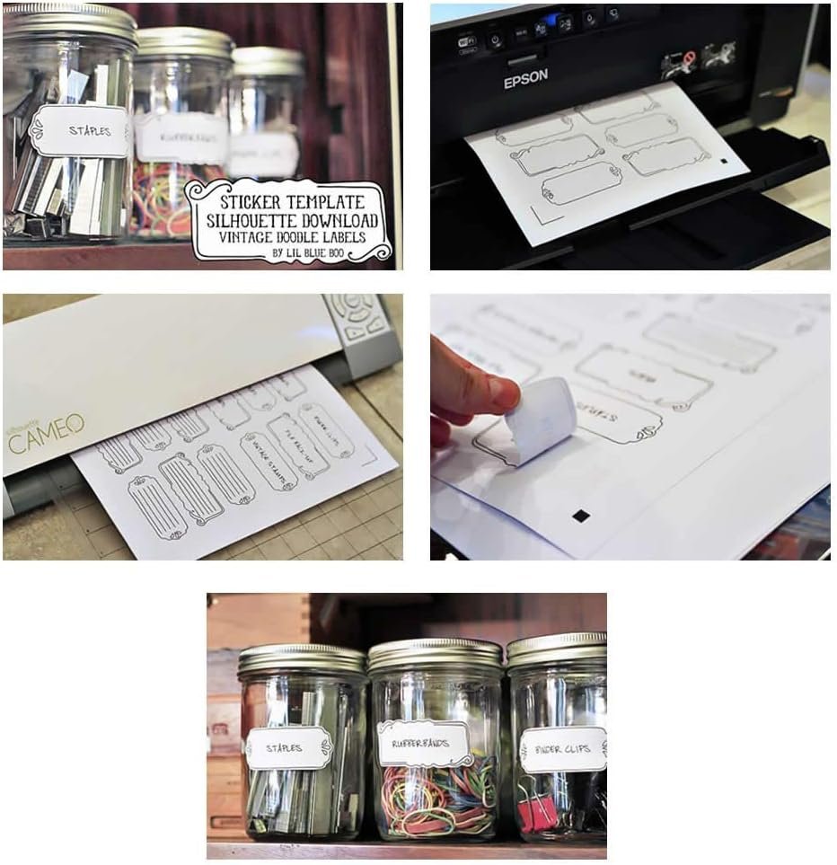 Silhouette Printable White Sticker Paper, 8.5"X11", 8 Count