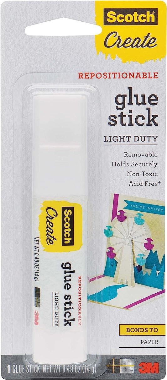 Scotch Repositionable Glue Stick, 0.49 oz, Non-toxic and Acid Free (6314-CFT)