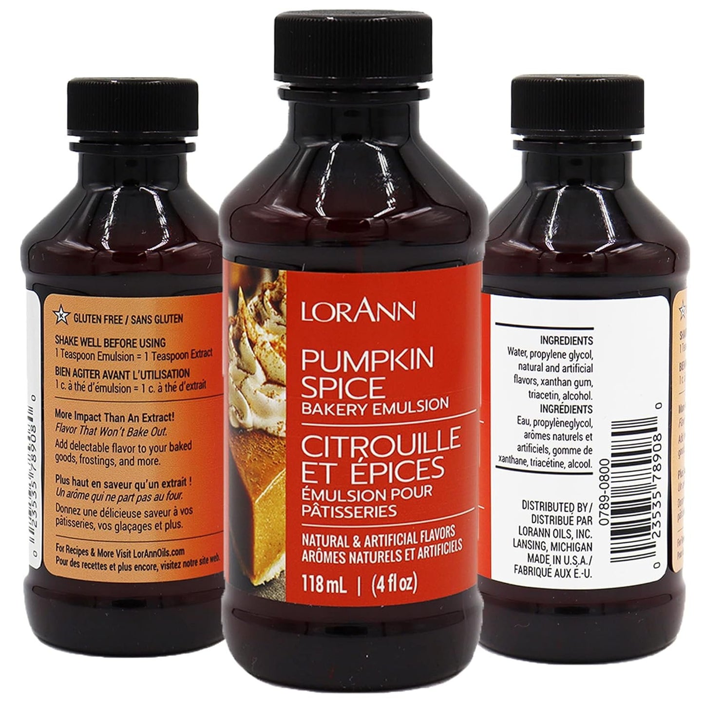 Lorann Oils Bakery Emulsion Bundle, Red Velvet Princess Cake Cream Cheese Pumpkin, 4 Fluid Ounce