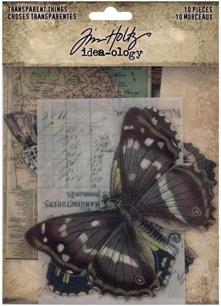 Tim Holtz Idea-Ology 2022 Backdrops Volume #3, Transparent Things, Eccentric Remnant Rubs and Snapshots - 4 Item Bundle, Ivory
