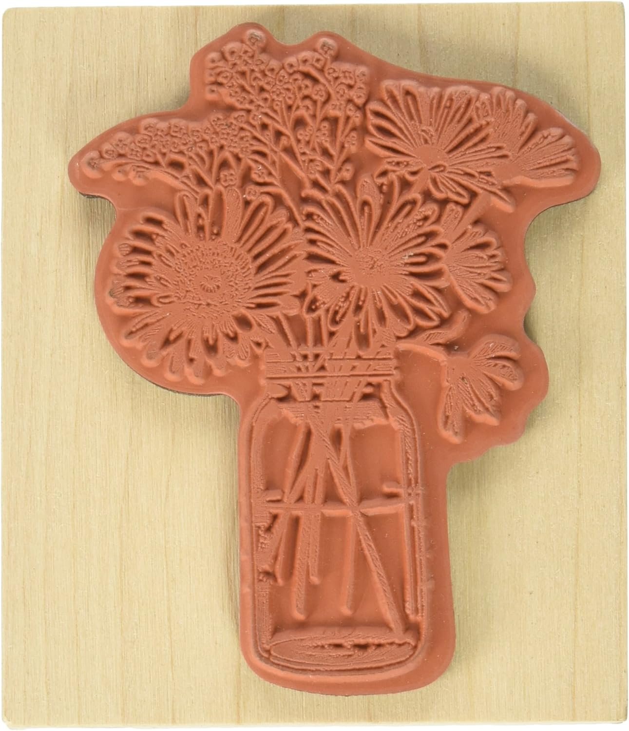 Inkadinkado Floral Mason Jar Mounted Rubber Stamp for Card Making and Scrapbooking, 3.5'' x 4''
