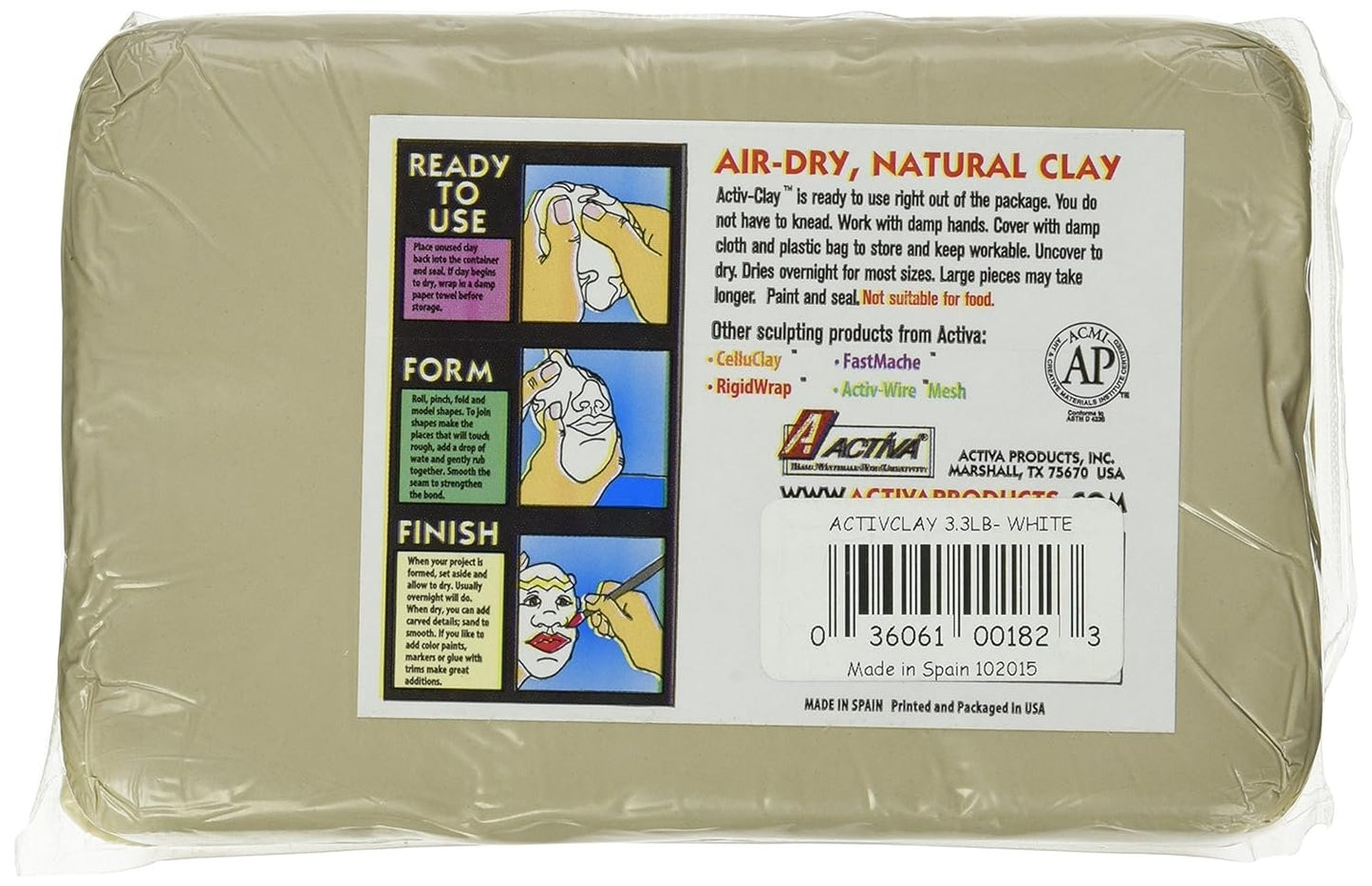 Activa-API182 ACTIVA Activ-Clay, air dry, 3.3 pound White