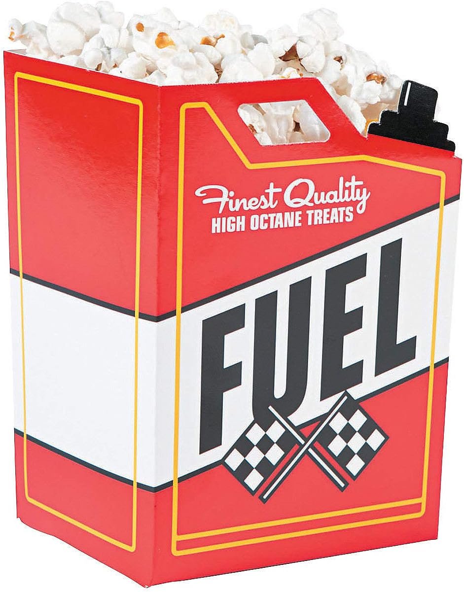Race Car Fuel Can Popcorn Treat Boxes - Racing Birthday Party Supplies - 24 Pieces
