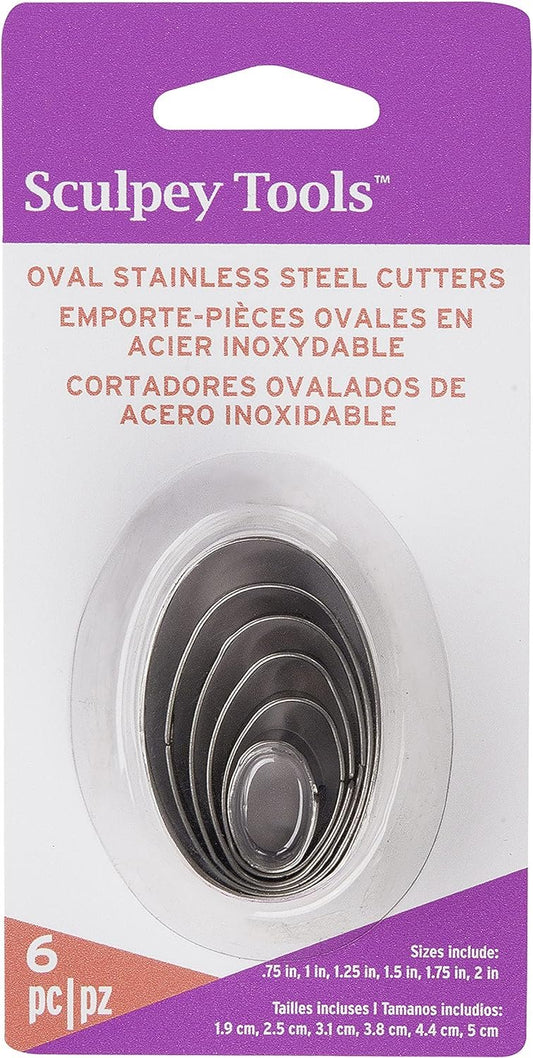 Sculpey Tools Stainless Steel 6 piece Oval Cutter Set