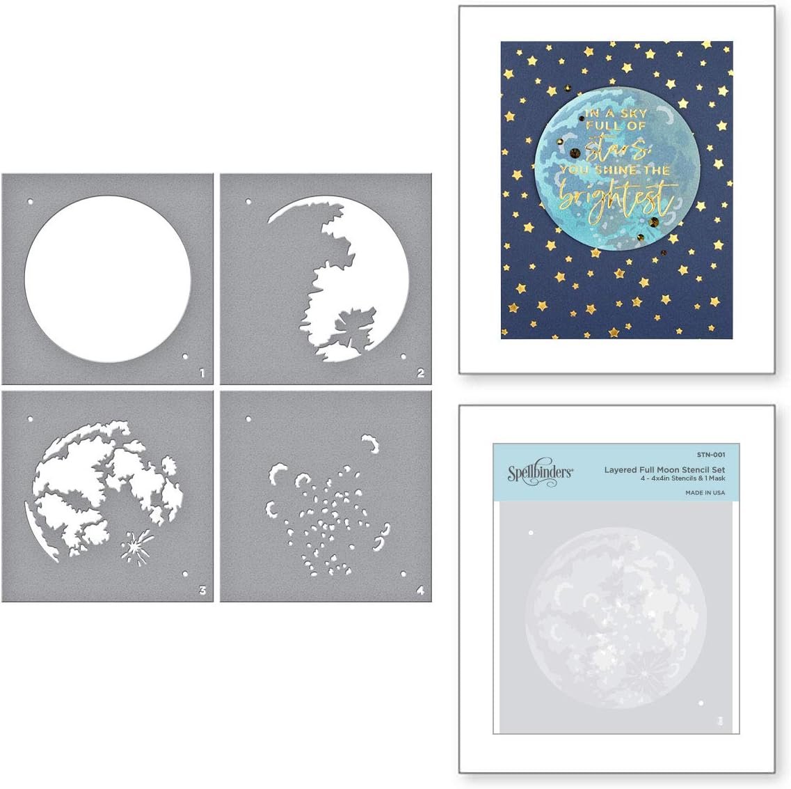Spellbinders Stencil, Layered Full Moon