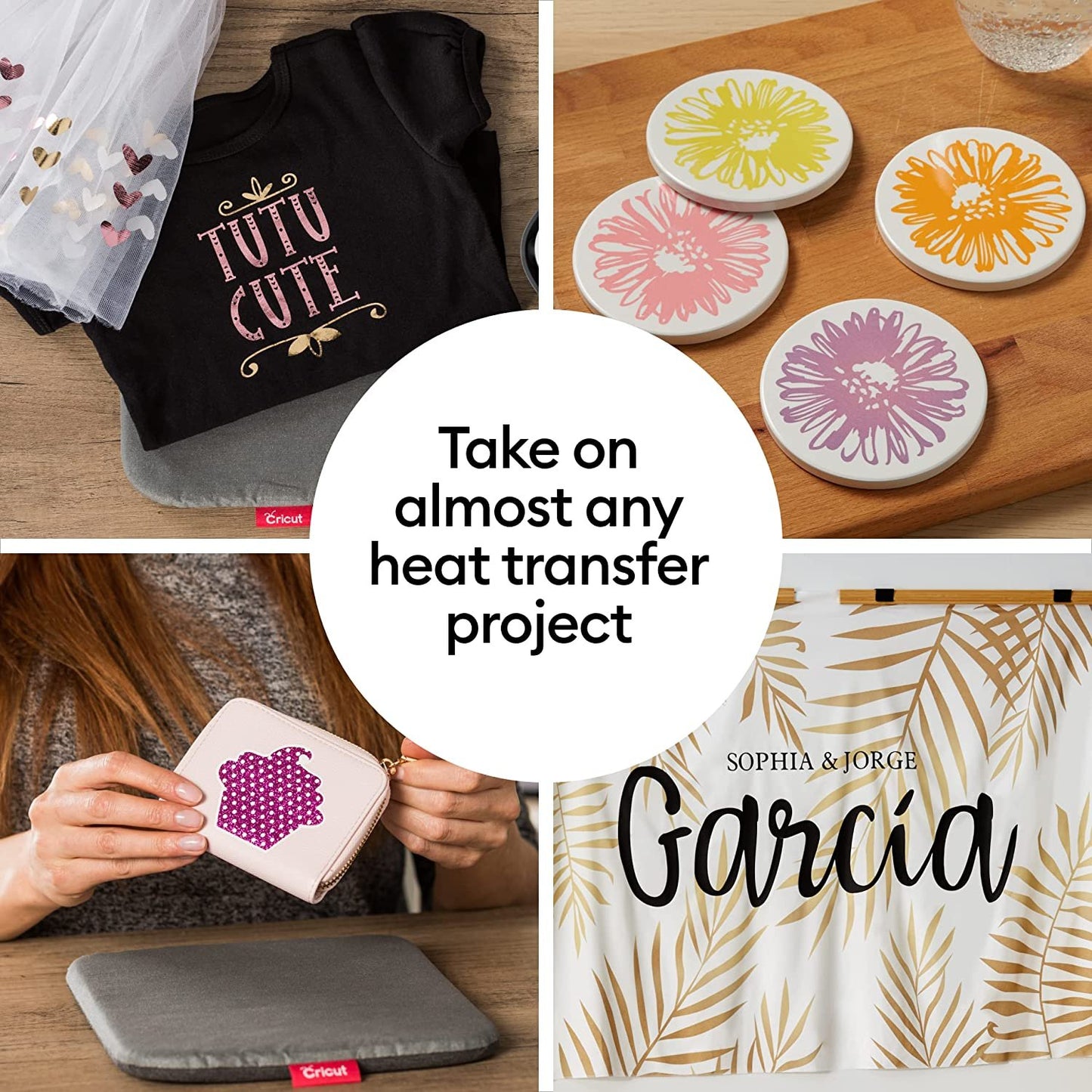 Cricut EasyPress 2 Heat Press (9x9) Rasberry - Iron-On Starter Bundle