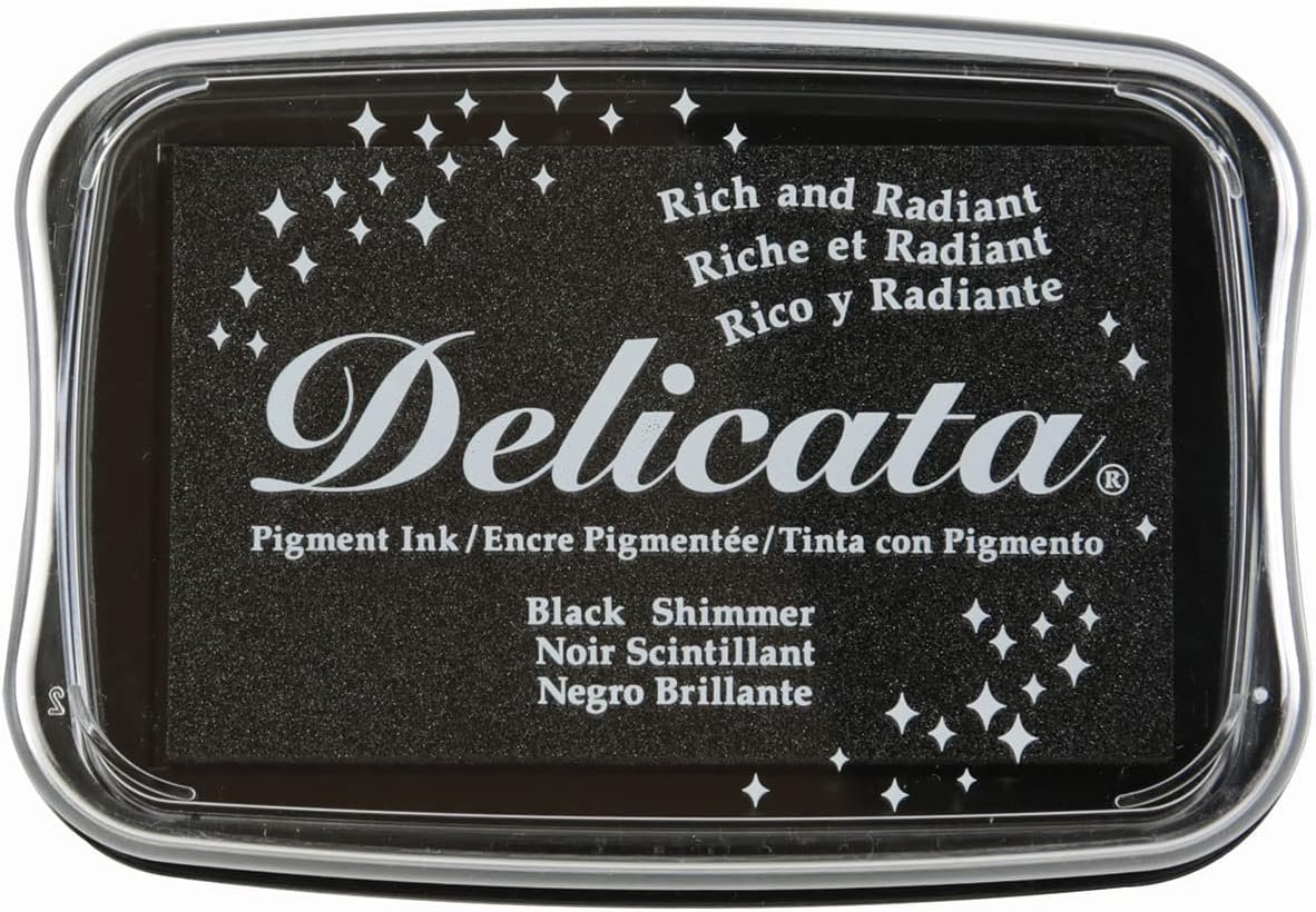 Tsukineko Delicata Black Shimmer Metallic Pigment Inkpad, Original Version