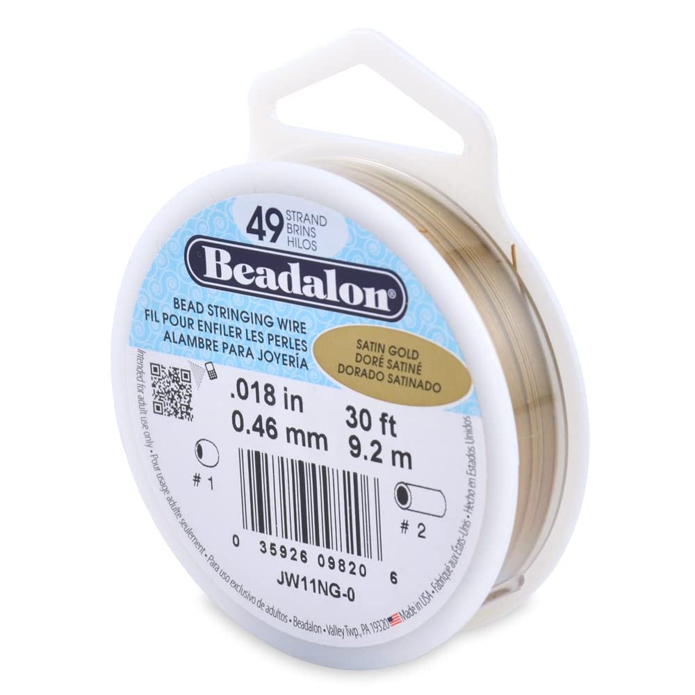 Beadalon 49 Strand Stainless Steel Bead Stringing Wire.018 in / 0.46 mm, Bright, 30 ft / 9.2 m