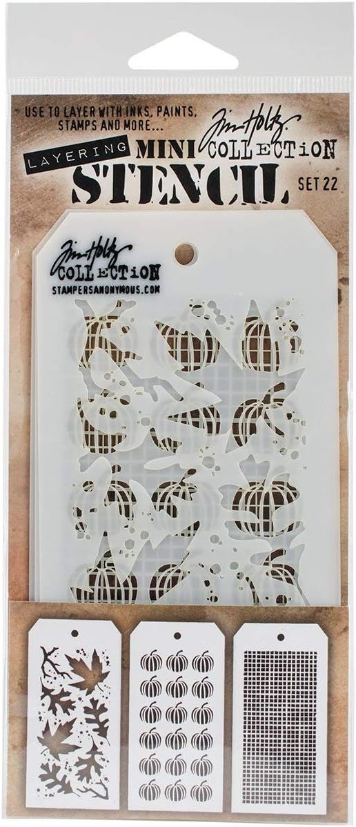 Stampers Anonymous Mini Stencil Set 22, 16 x 7.9 x 0.1 cm, Multi-Colour