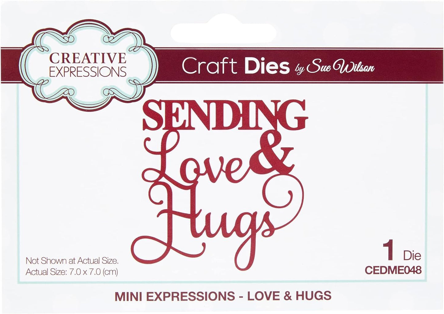 Sue Wilson Mini Expressions Collection Die-Love & Hugs, Metal, 7 x 7 cm