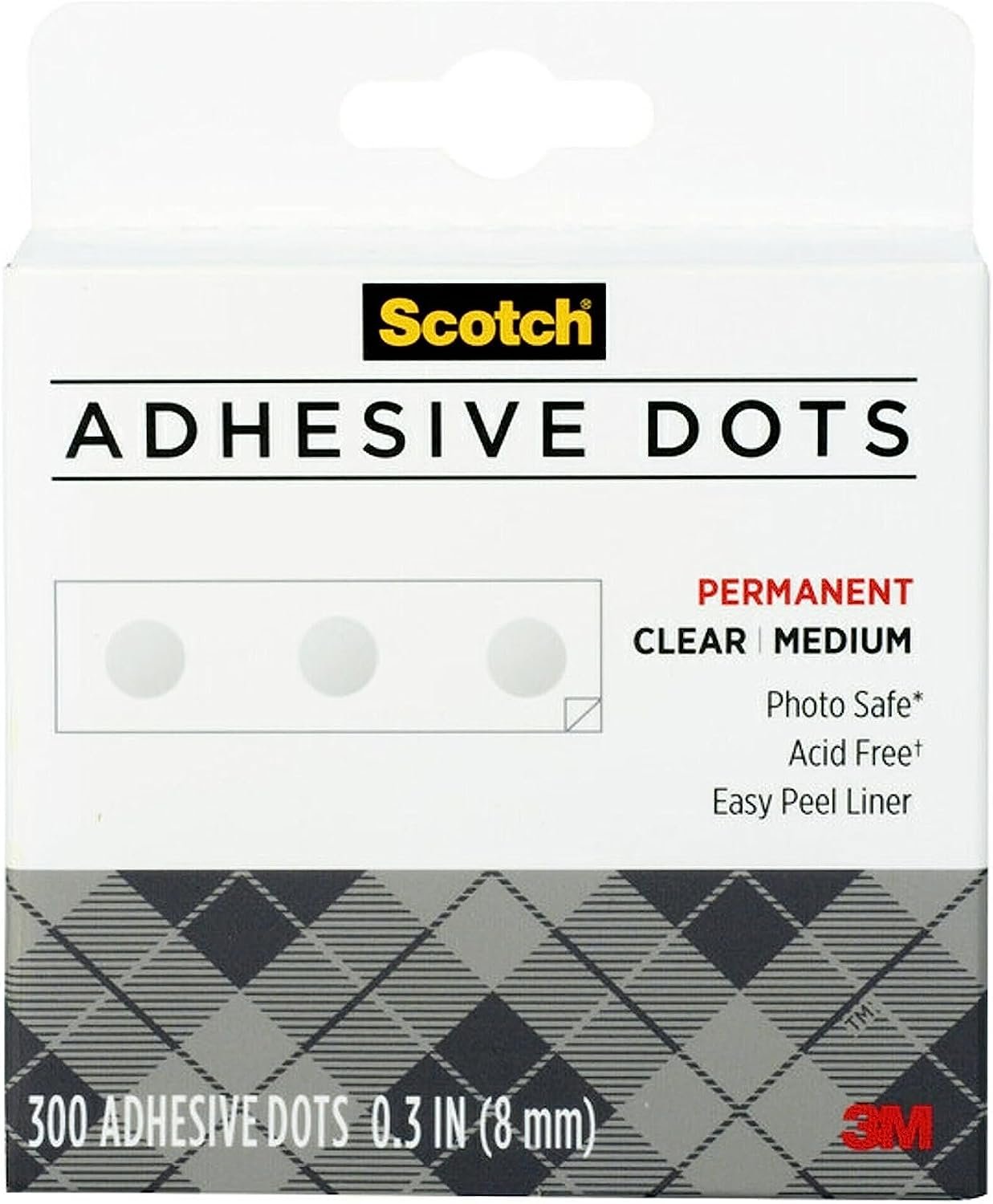 Scotch Adhesive Dots, Medium, 300 Dots/Pack, Easy Dispensing, Permanent, Photo-Safe (010-300M)