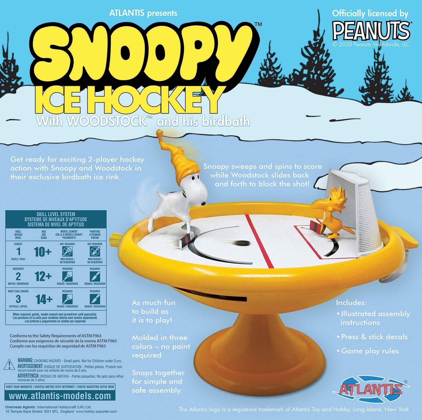 Atlantis Peanuts Snoopy and Woodstock Bird Bath Ice Hockey Game | for Ages 10 & Up | Made in The USA