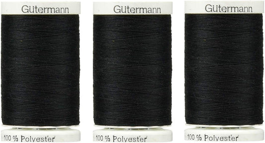 Sew-All, All PurposeThread 547 Yards-Black GUTERMANN Thread 3 Pack