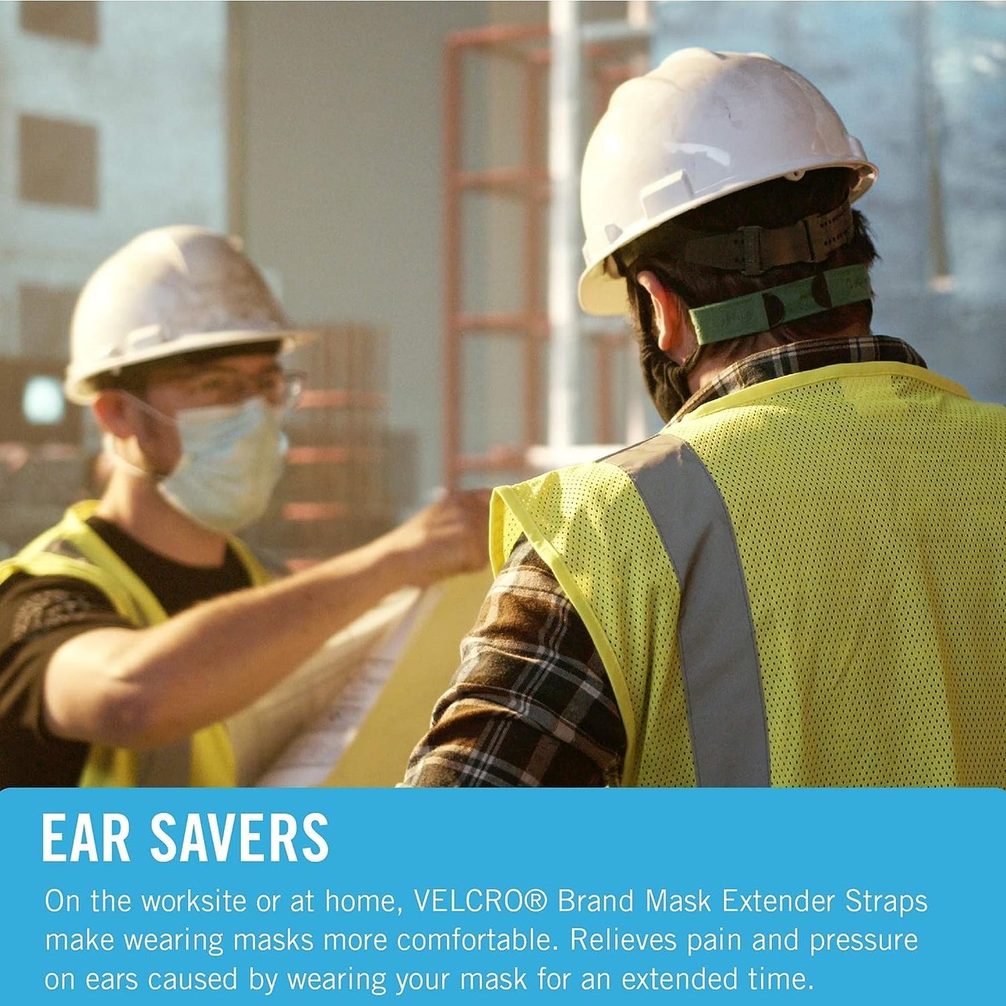 VELCRO Brand Face Mask Extender includes 4 Black Straps, 12” x 1” Comfortable and Adjustable Ear Savers, VEL-30084-USA