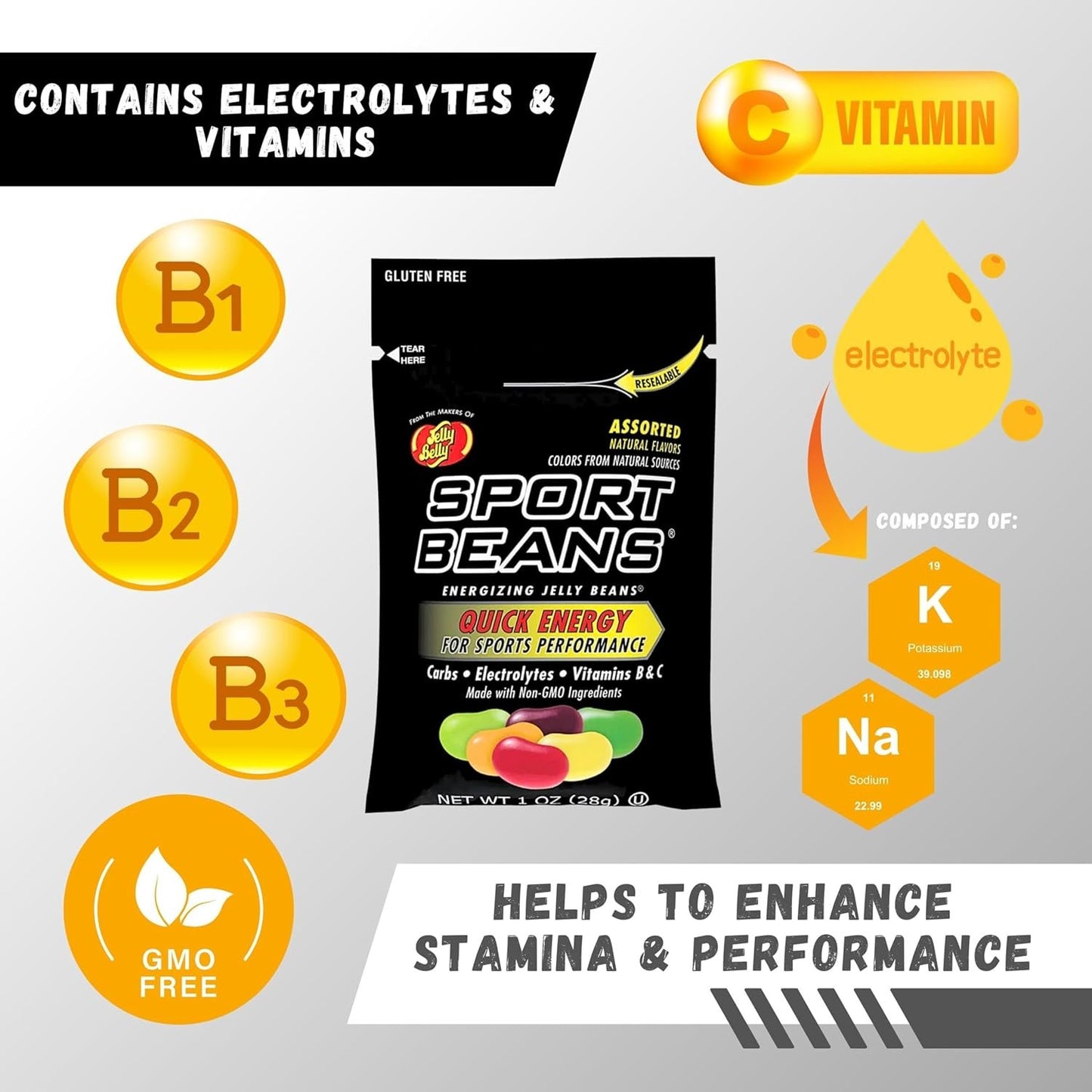 Extreme Energy Sport Beans Assorted Flavor (1.9oz 3-pack) by Jelly Belly – Caffeinated Candy Energy Snacks for Quick Energy Boost – Cycling, Running, Hiking, Workout Snacks