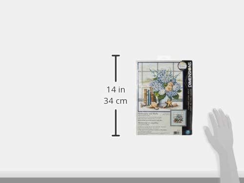 Dimensions 'Hydrangeas and Sea Shells' Counted Cross Stitch Kit, 14 Count White Aida, 11" x 12"