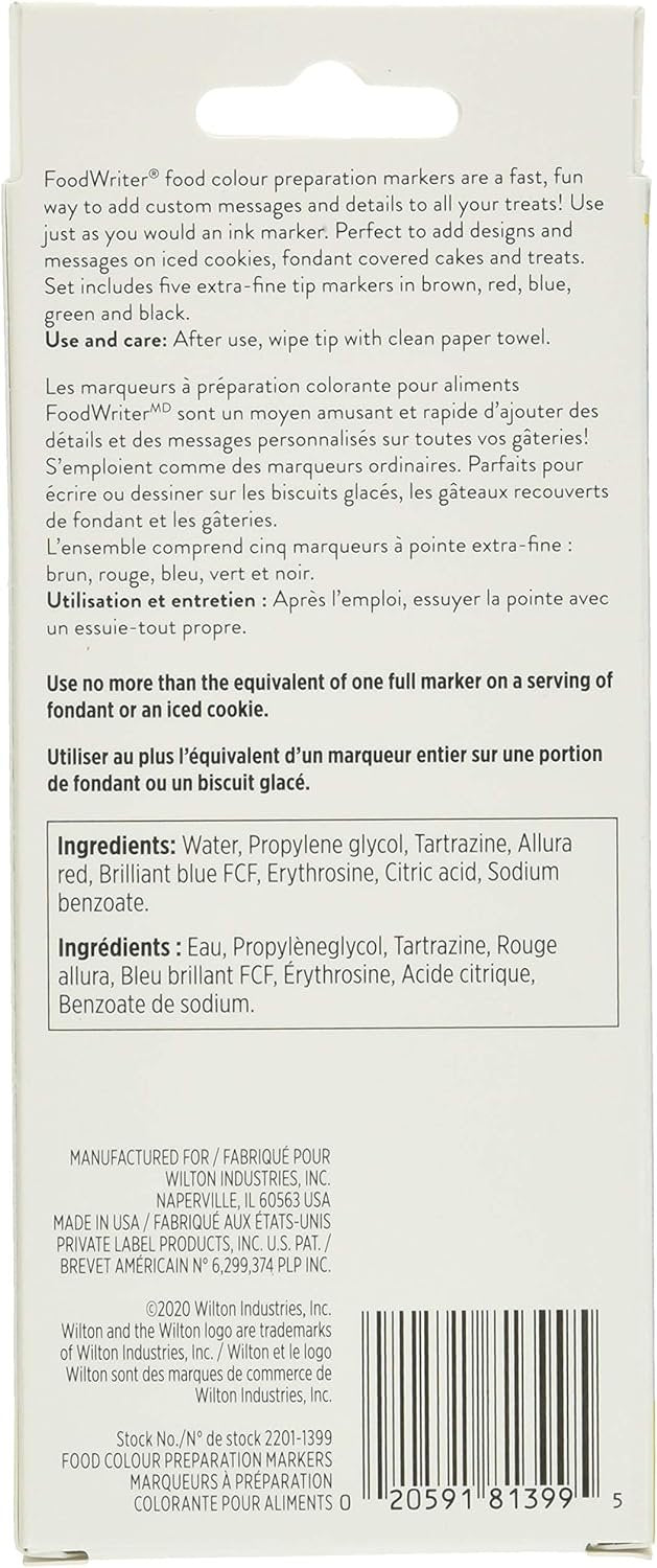 Wilton W609105 Food Writer, Extra-Fine Tip for Edible Color Markers, 0.25-Ounce, 5-Pack