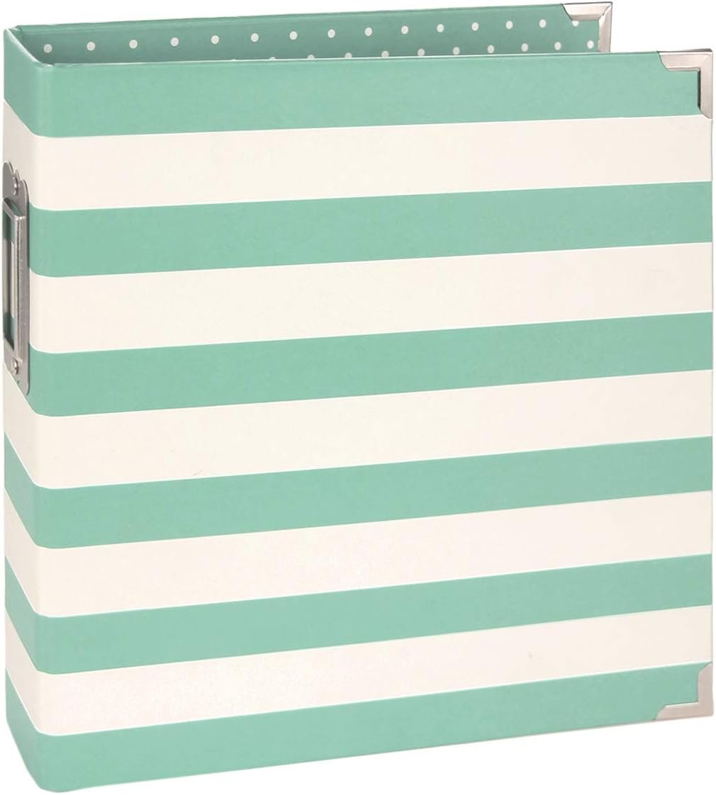 Simple Stories Snatp! Robins Egg Striped Designer Binder, 6" x 8",Blue