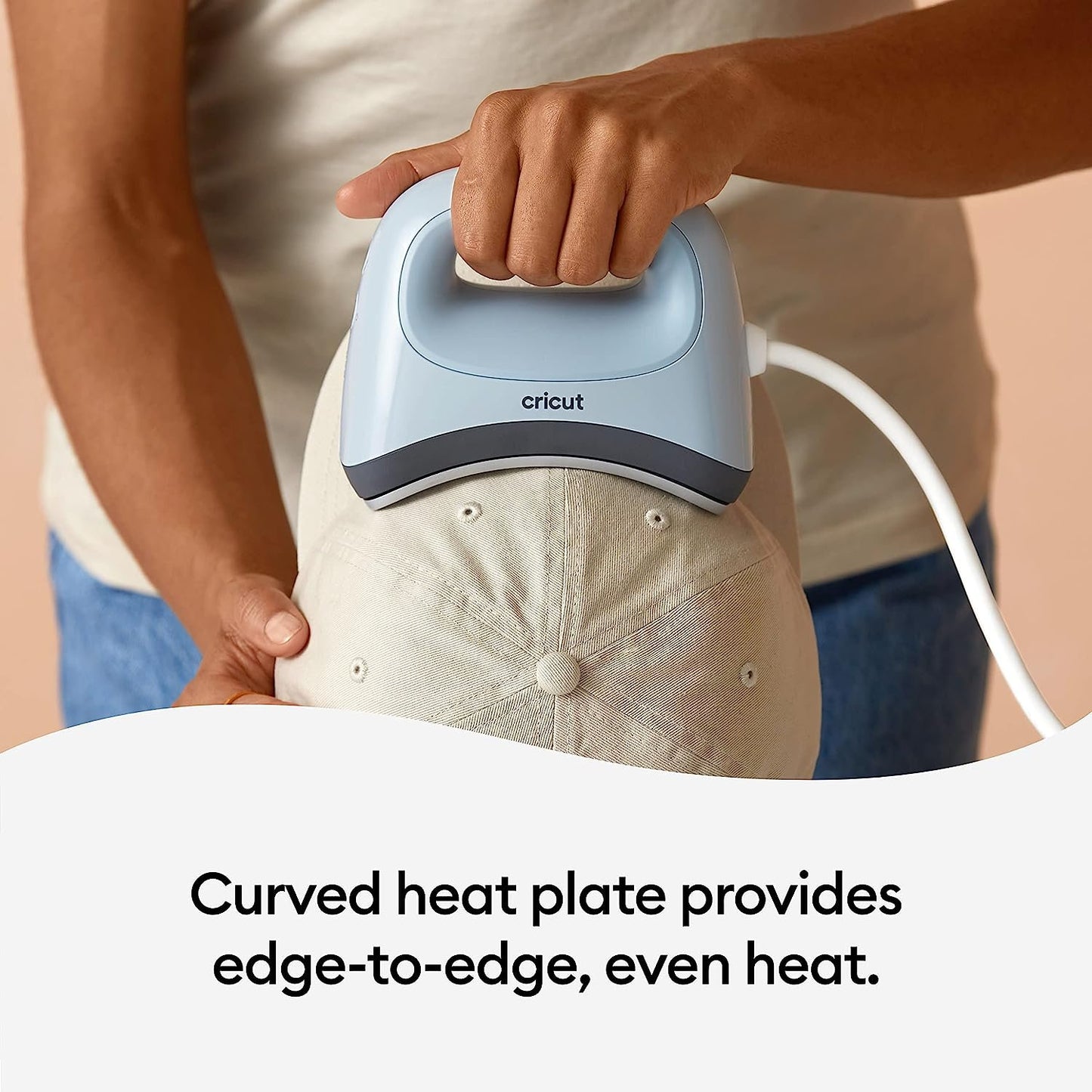 Cricut Hat Press Smart Heat Press Machine for Hats with Built-in Bluetooth, Connects to Cricut Heat App, Curved, Ceramic-Coated Heat Plate, Easy Temperature Control with Safety Base & Auto-Off Feature