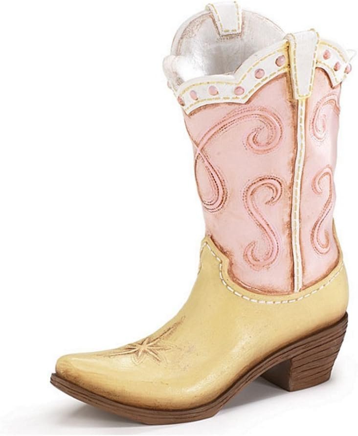 Pink Ladies Cowboy Cowgirl Boot Vase - Great Western Country Home Accent !!