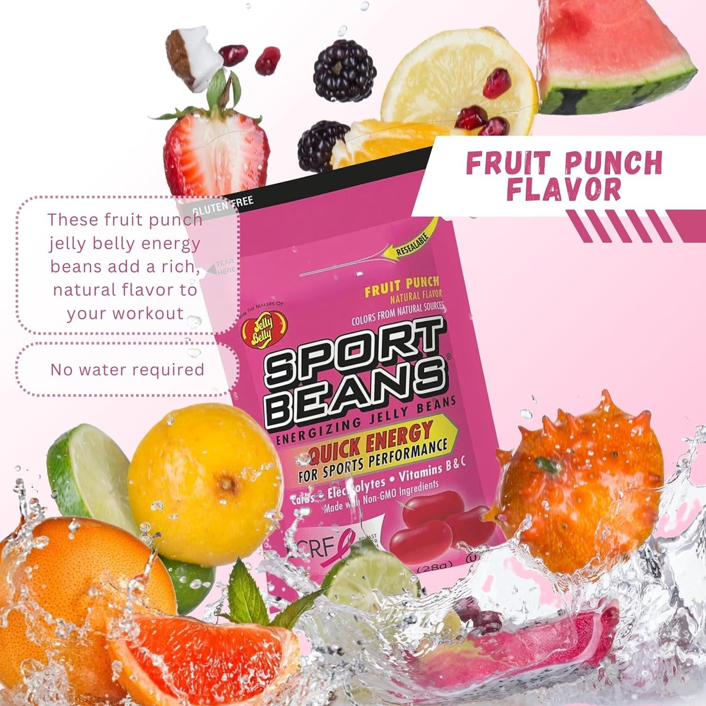 Jelly Belly Sports Beans Berry Flavor (3 pack of 1oz bags) with Mini Candy Dispenser (7.5cm x 2.5cm) - Energy Jelly Beans for Sports and Small Travel Case for Athletes, Runners, Travel, Desktop, etc