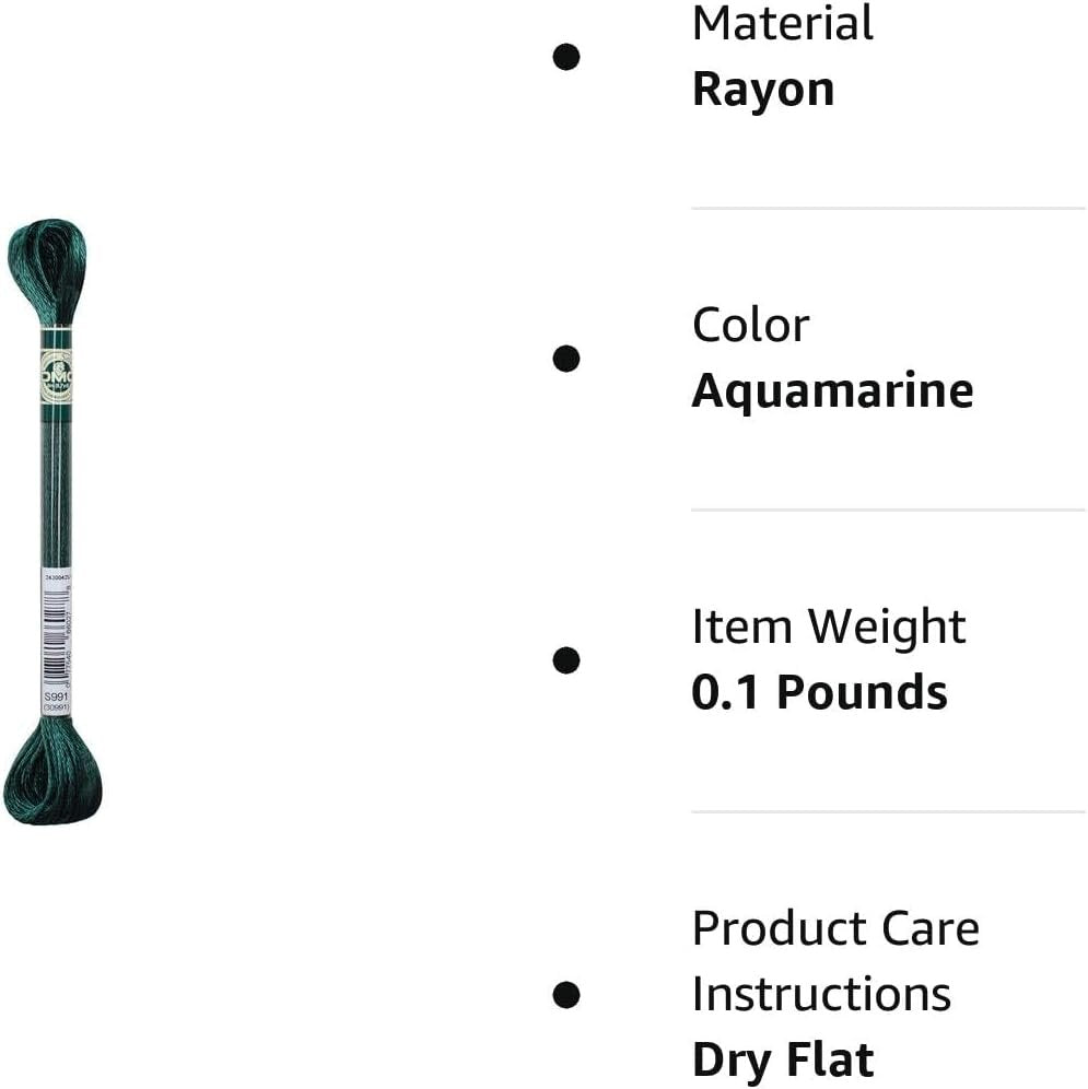 DMC 1008F-S991 Shiny Radiant Satin Floss, Aquamarine, 8.7-Yard